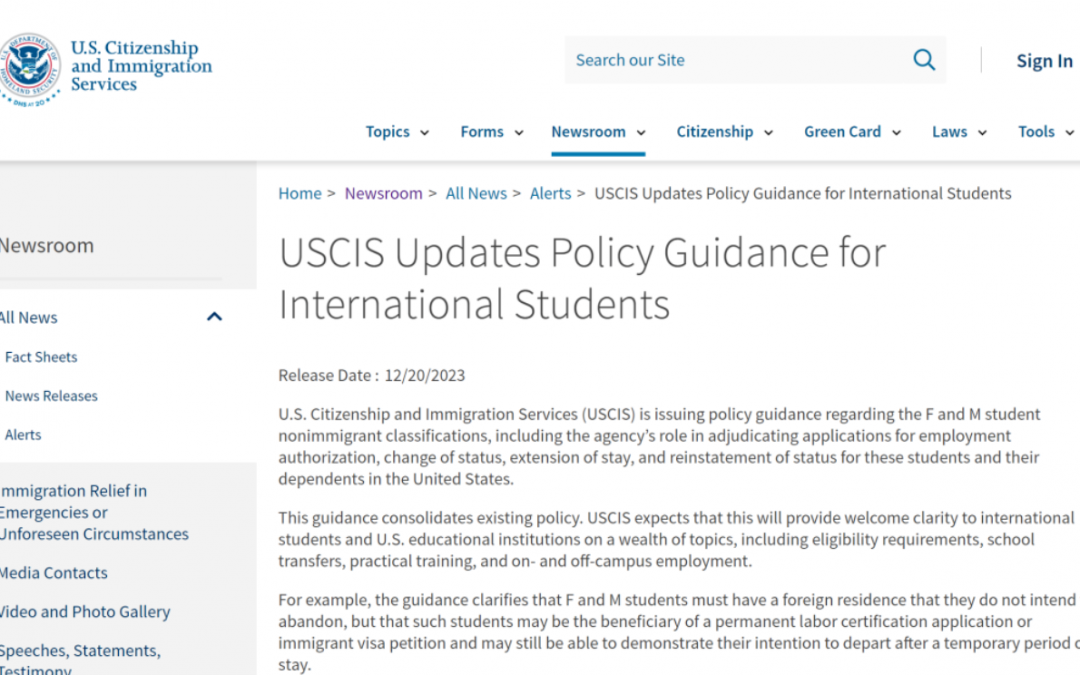 快讯：美国移民局明确留学生移民倾向审理标准